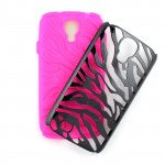 Wholesale Samsung Galaxy S4 Zebra Hybrid Case (Black - Hot Pink)